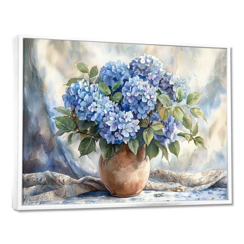 Ikshan hortensias dans un décor de rêve II - hydrangées, art mural, H 12 po x l 20 po, Floater Framed, Blanc