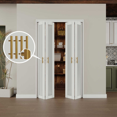 1 Frosted  Lite Glass Bi-Fold Door With Installation Hardware Kit  And F-Handle