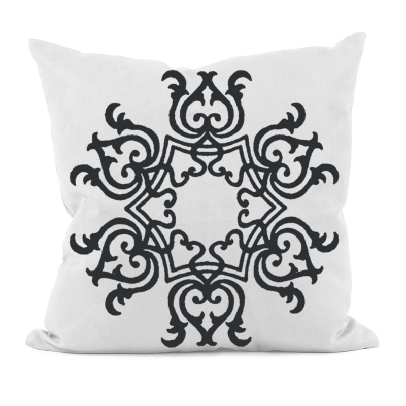 Embroidered Reversible Throw Pillow, 20" H x 20" W, White