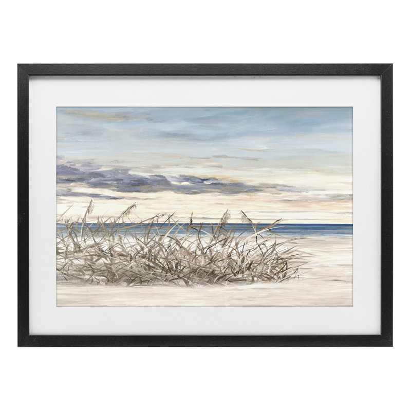 Windy Beaches, impression de paysage encadrée sous verre, design par Julie DeRice, H 14 po x l 20 po, Cadre noir minuit