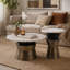 Ensemble de 2 tables basses et tables d'appoint modernes avec plateau en métal et base en métal Ernstfried