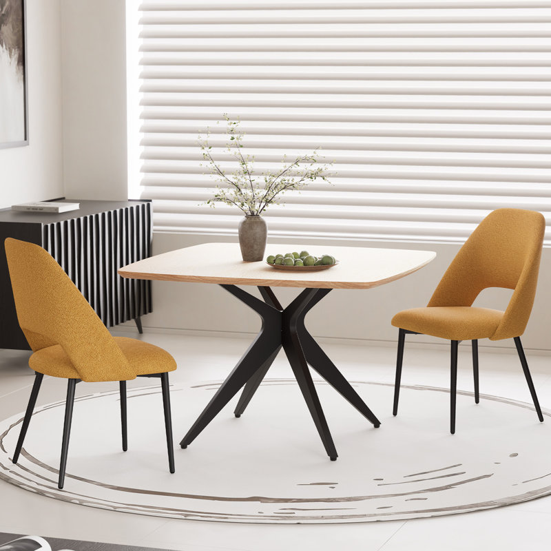 Ensemble de table de salle à manger en bois 45,3 po, table de cuisine moderne pour 2 à 4 personnes, pieds en acier, ensemble de salle à manger avec chaises, gain de place