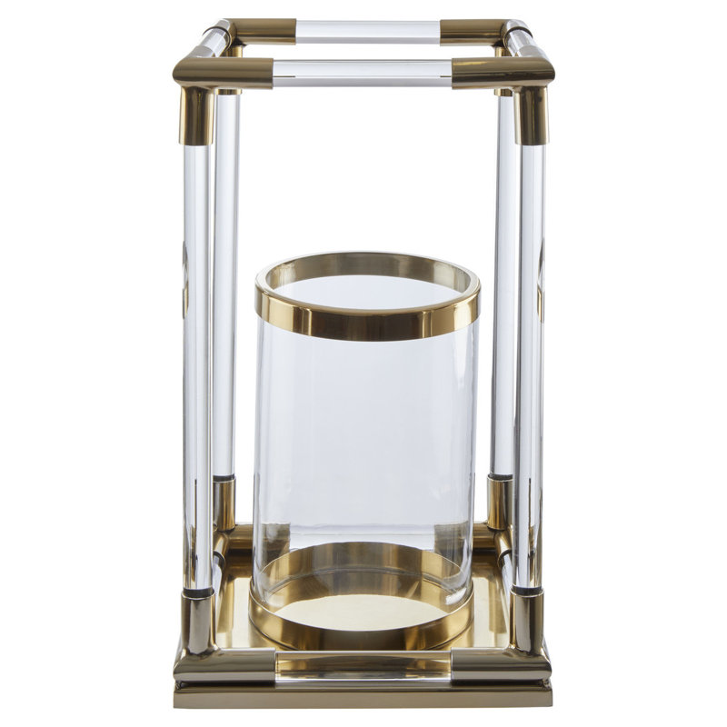 Ann Tabletop Lantern, Gold, 45 cm H x 24 cm W x 24 cm D