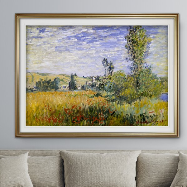 Garden at Sainte-adresse by Claude Monet Black Frame Oil Canvas Canvas Print 24 in. x 19 in. - Plastic