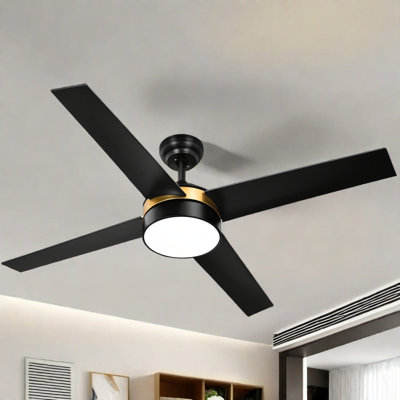 Ebern Designs 52" 4-Blade Ceiling Fan With Light Kit And Remote Control