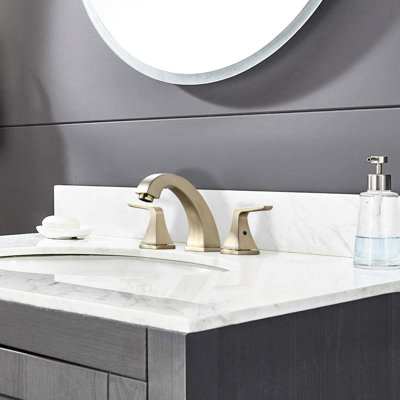 8" Widespread Bathroom Sink Faucet, 2 Handles, Brushed Golden, With Pop Up Drain Assembly 2 Widespread, And Long-Wearing Finish