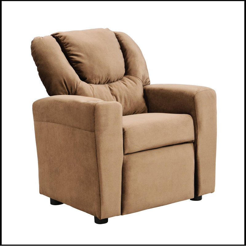 Fauteuil inclinable pour enfants avec un porte-gobelet, Velours brun