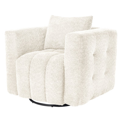 Fauteuil pivotant à dossier circulaire rembourré
