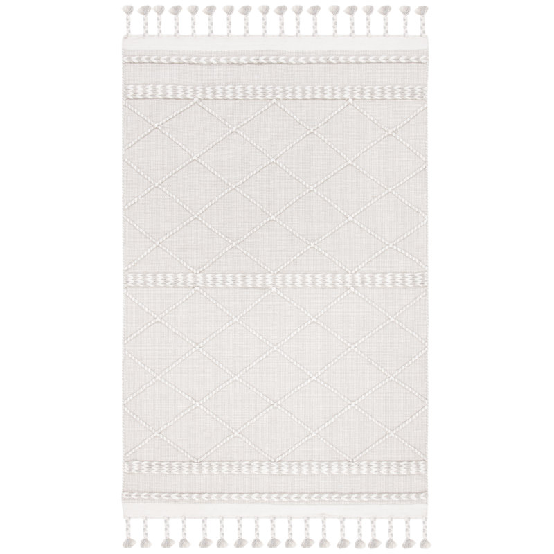 Tapis géométrique en laine / coton tissé à la main Casablanca Casablanca, Rectangle 8 pi x 10 pi