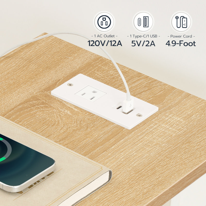 C Table End Table with Charging Station and Storage