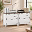 Classeur latéral Farmhouse avec 4 tiroirs, rails de suspension réglables et support pour imprimante pour bureau à domicile, blanc