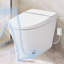 Toilette intelligente sans bidet - siège chauffant, double chasse, capteur de pied, nuit, siège de style moderne à 4 niveaux, couleur blanc auto