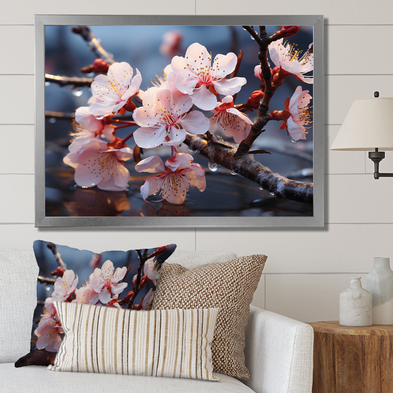 «Winter Blossoms I», reproduction d'art sur toile, H 24 po x l 32 po x P 1 po, Cadre simple argenté
