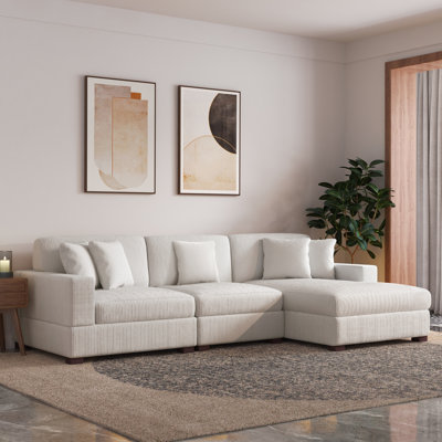 Milbrey 3-Piece Corduroy Modular Sectional with Loose Back