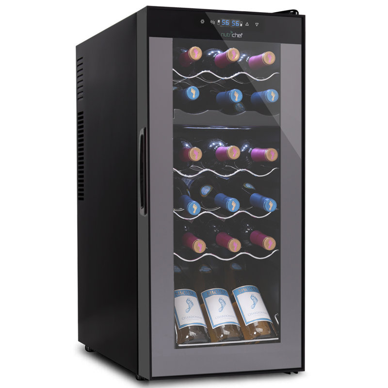 NutriChef Dual Zone 19.3'' Freestanding 18 Bottle Wine Refrigerator