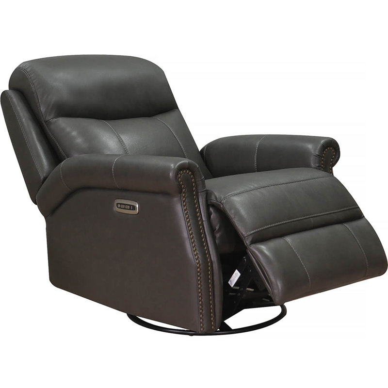 Fauteuil inclinable et pivotant en cuir Dhiya, Royce - olive noire