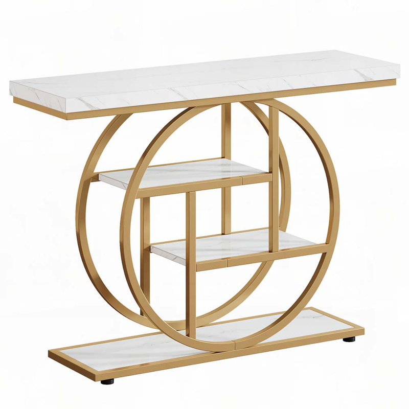 Console industrielle 41,3 ", canapé d'entrée à 4 niveaux avec base circulaire