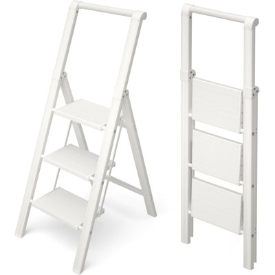 3 Step Foldable Aluminum Step Ladder with Handgrip