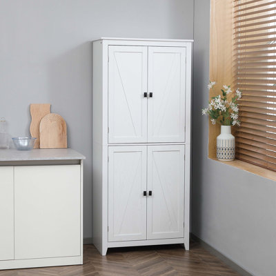 72" Freestanding 4-Door Kitchen Pantry, Storage Cabinet Organizer with 4-Tiers,/Adjustable Shelves