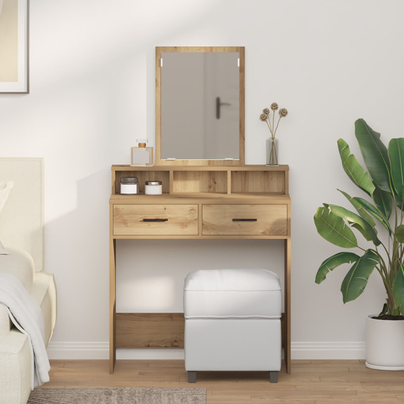 79 X 41 X 140 Cm Mirror Vanity Unit, Artisan Oak