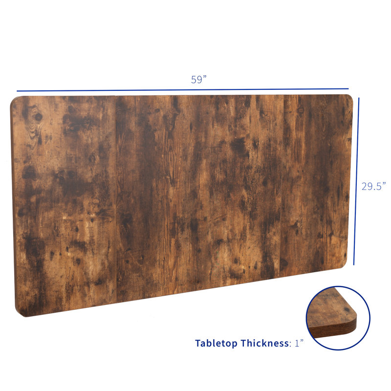 Universal Table Top for Sit to Stand Desk Frames, Vintage Brown, 3-Piece, 60" x 30"