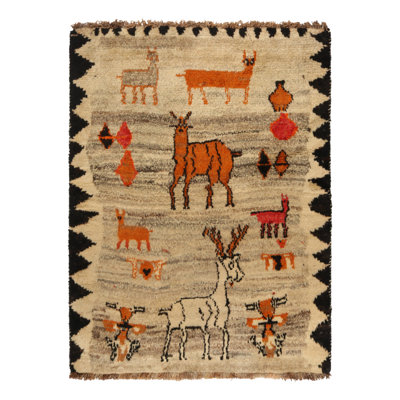 One-of-a-Kind 3'3" x 4'3" Hand Knotted Area Rug