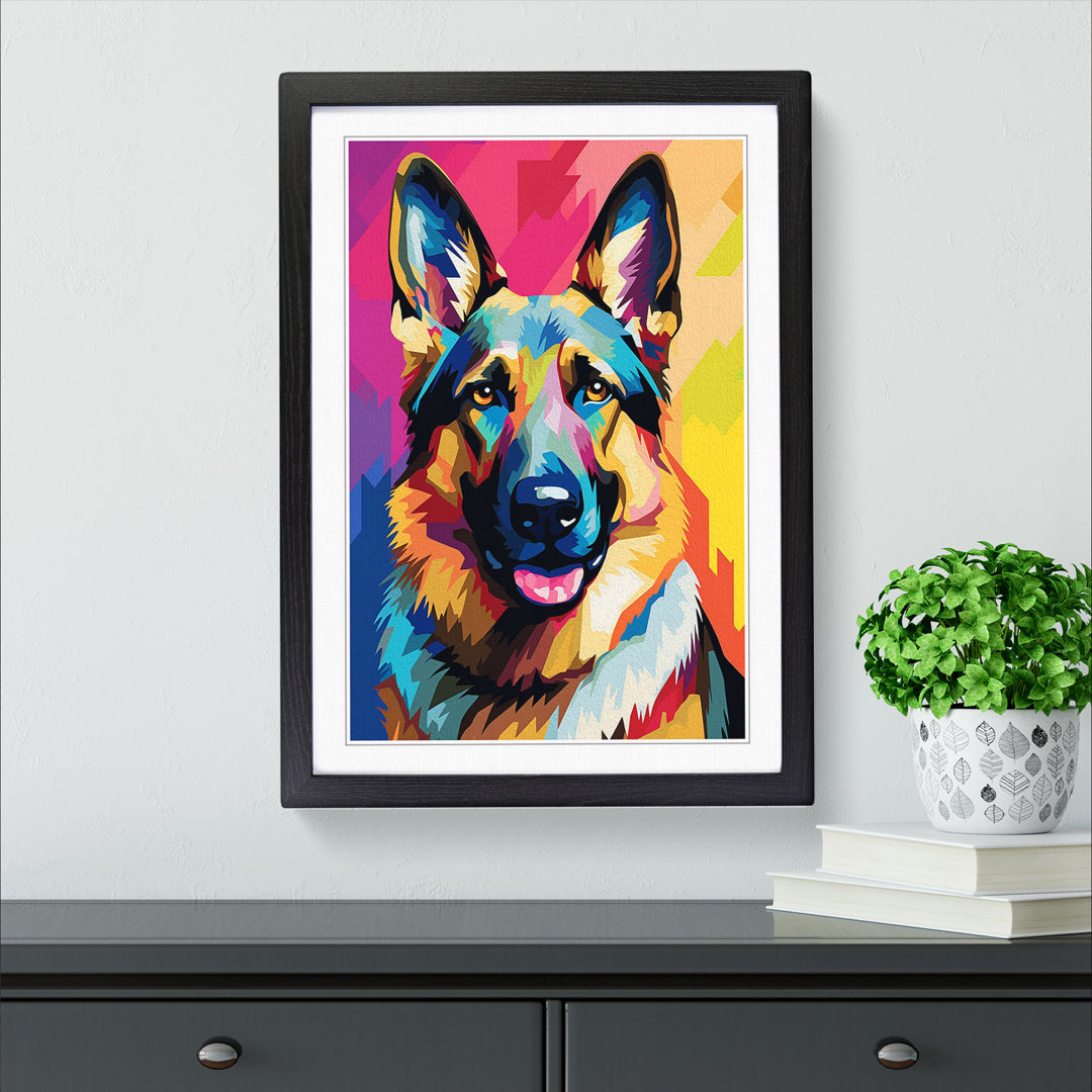 German Shepherd Colour Field Art - Framed Print