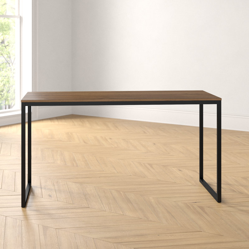 Chelmsford Metal Base Dining Table, Rich Brown/Black