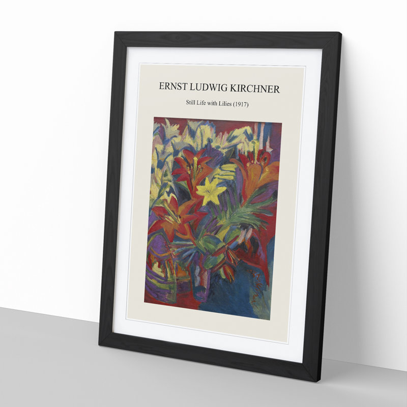 Still Life With Lilies by Ernst Ludwig Kirchner - Single Picture Frame Print, Black Framed, 65cm H x 48cm W x 2cm D