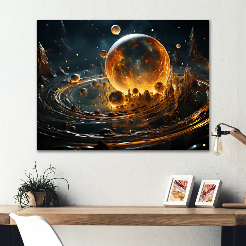 Art mural en métal jaune et noir, H 16 po x l 32 po x P 1 po
