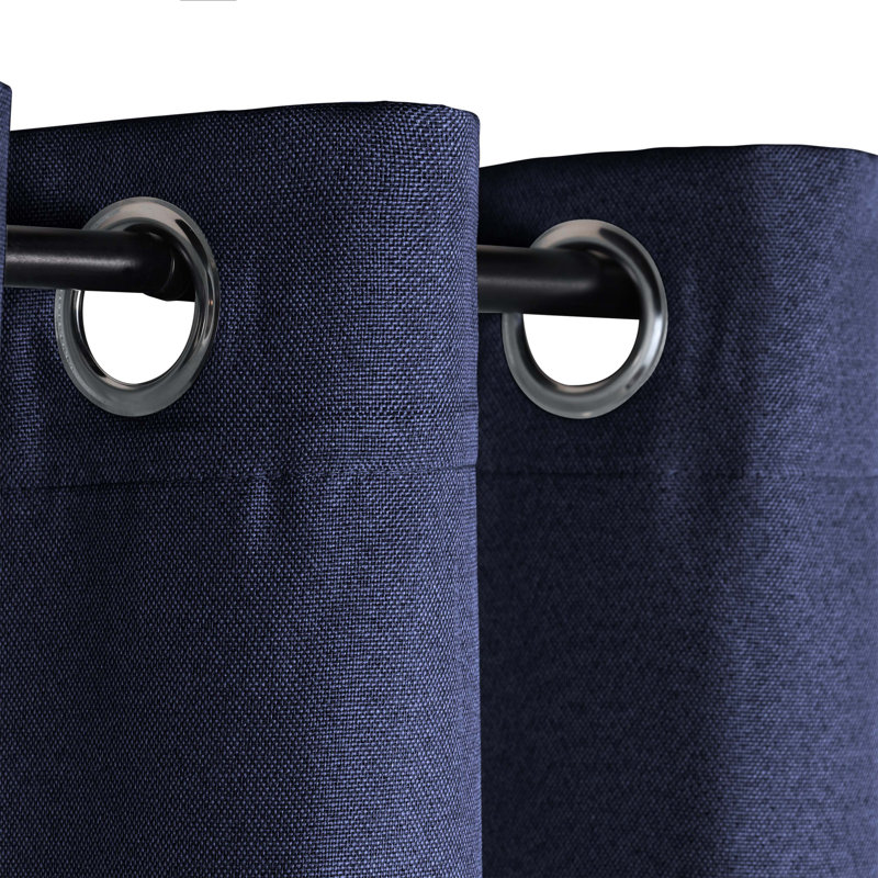 Navy Blue Linen-Inspired Blackout Window Panel Set, 42" x 96"
