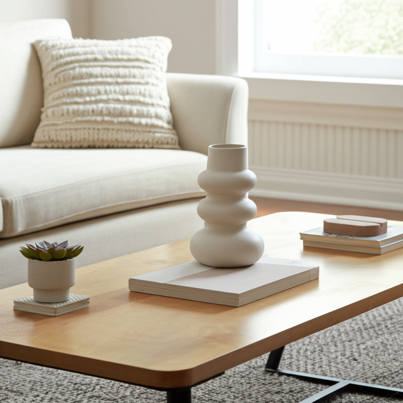 Decorative Vase, 9" H x 10" W x 6"D, Off White