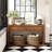 55" Console Table, Rustic Wooden Entryway Table With Storage Drawers And Open Shelf, Elegant Sofa Table For Hallway And Living Room-2101215303