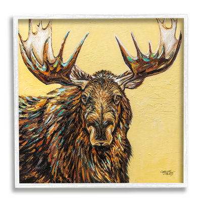 «Modern Moose» encadré sur bois par Carolee Vitaletti, peinture