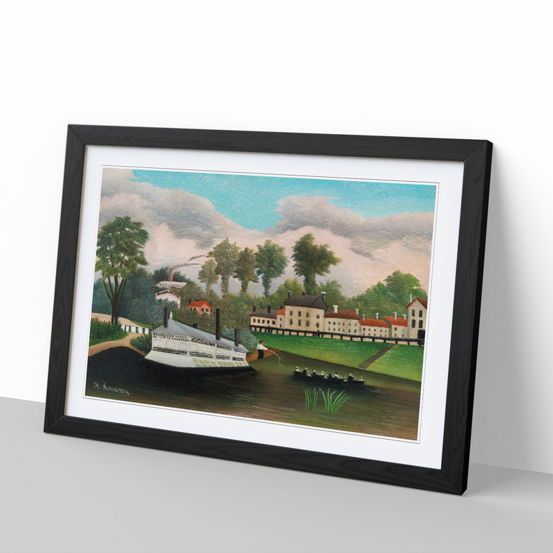 The Laundry Boat by Henri Rousseau - Picture Frame Painting, 48cm H x 65cm W x 2cm D, Black