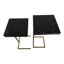 Table d'appoint moderne en marbre véritable en forme de C - Table de bout étroite ou polyvalente empilable ou décorative pour le salon - ensemble de 2, 25 po, noir