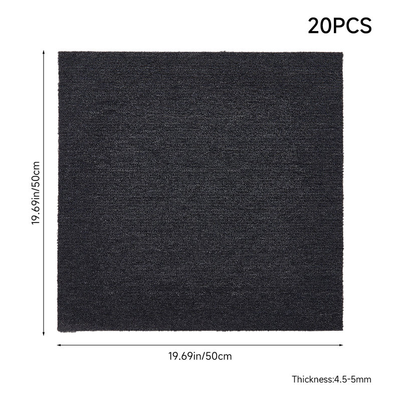 50cm W x 50cm L Textured Cut And Loop Mounting / Installation Required Polypropylene Plastic Carpet Tile