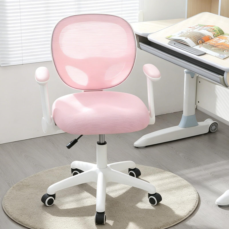 Chaise de bureau ergonomique pour enfants, chaise d'étude pivotante à hauteur réglable, Pink