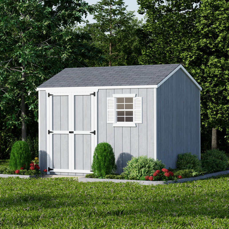 8' x 10' Brown Workshop Shed Kit with Shelving and Windows
