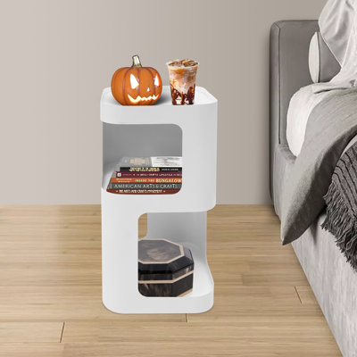 Table d'appoint 10,6 * 20,8 po en métal avec rangement moderne pour petits espaces (noir / blanc)
