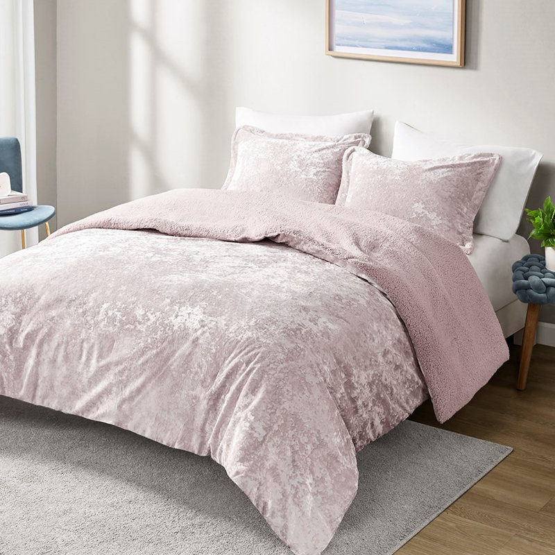 King/ King Comforter, Purple Crushed Velvet And Blend, Allergen-, , Machine Washable Bedding Comforter , & Relaxing, ,