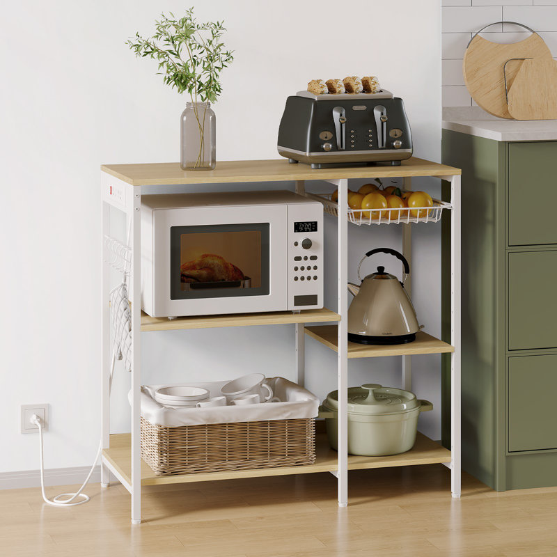Milburn Kitchen Cart, Oak/Beige