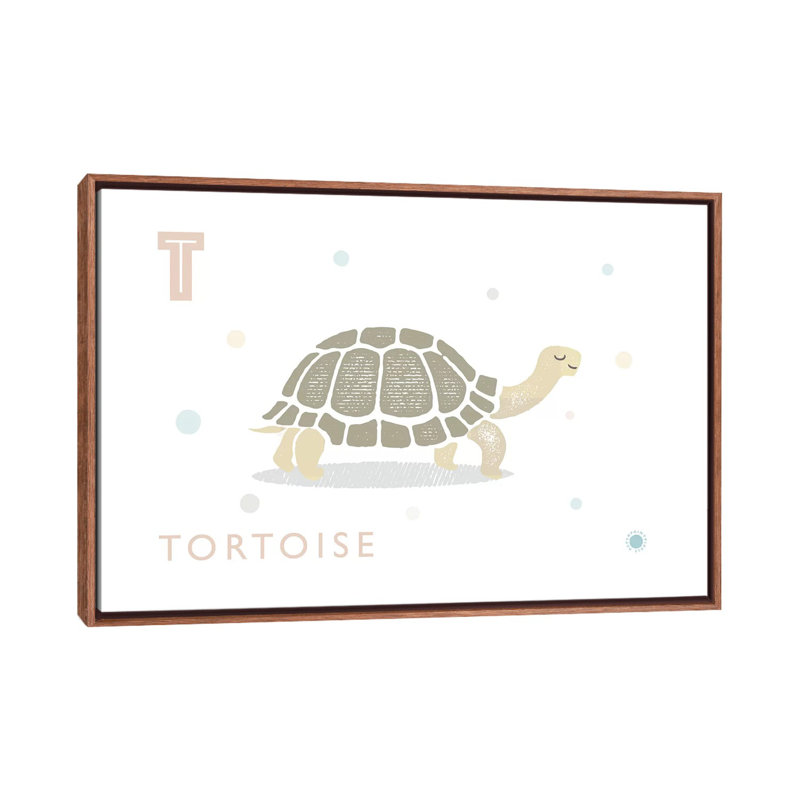 Tortue - imprimé, H 26 po x l 40 po x 1,5 po, Toile avec cadre brun, Aucun mat
