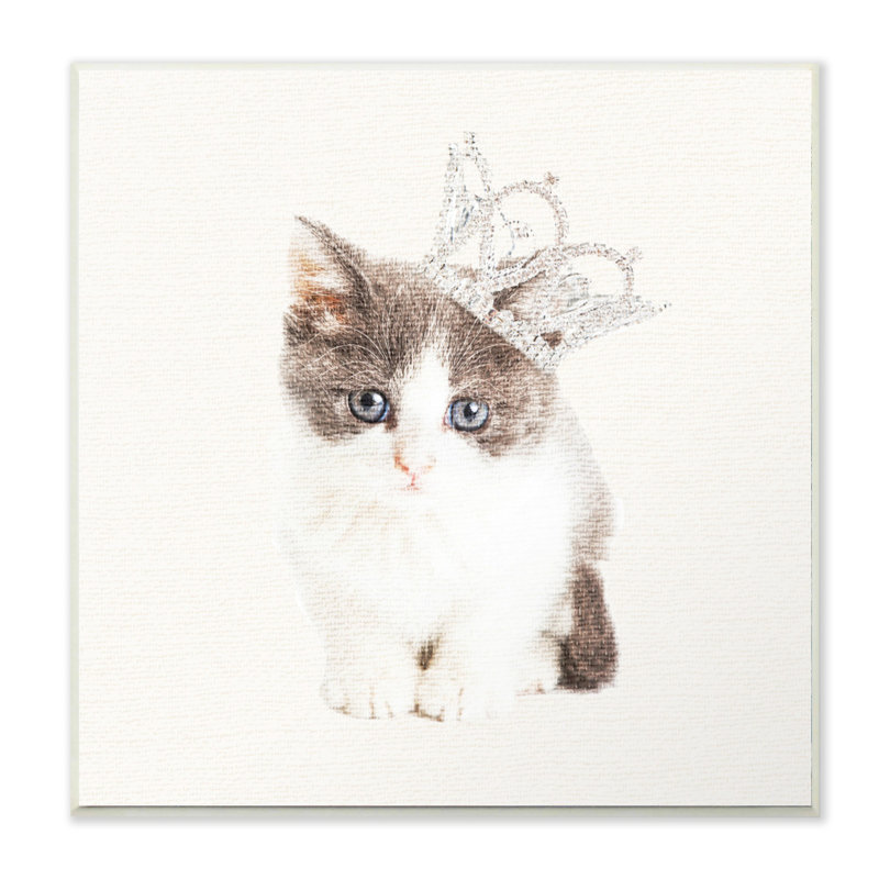 « chat royalty », impression, H 12 po x l 12 po x P 0,5 po, Bois
