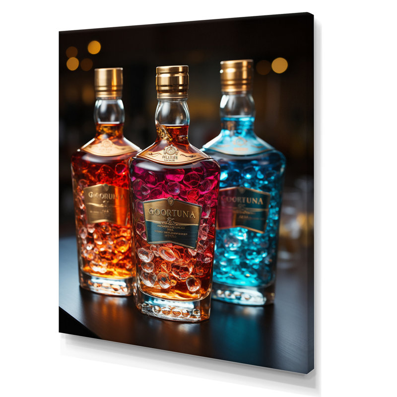 Liquor Spirit Drops Bottles II On Canvas Print, 40" H x 30" W x 1.5" D, Wrapped Canvas