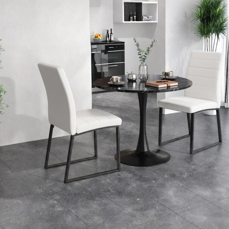 Ensembles de table de salle à manger de 31,5 pouces peu encombrants (doit inclure à la fois la table et la chaise), métal aggloméré imitation marbre, moderne pour petite cuisine