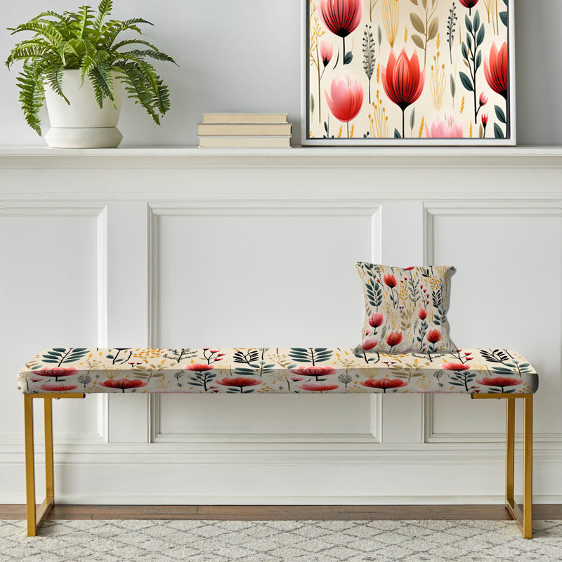 Banc rembourré or, Artistic Essence Floral Pattern IX