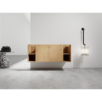 Meuble-lavabo mural de 48 po (47-1 / 16 po), charnière de porte à fermeture en douceur et support de rangement ouvert, CVB07348IMOX (meuble-lavabo seulement, sans le lavabo)