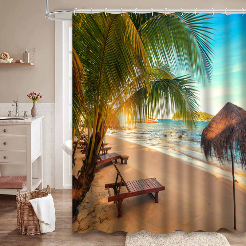 Magnifique rideau de douche Sunrise Beach, L 72 po x l 78 po