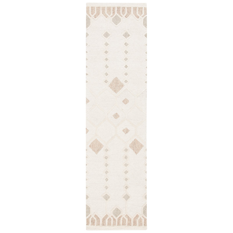 Tapis ivoire en laine / coton touffeté à la main Artistry, Tapis de couloir 2 pi 3 po x 9 pi